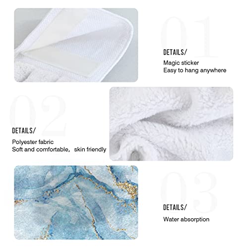 2 Pack Hand Towel Blue Gold Marble Abstract Modern Kitchen Hanging Towels For Hand, Face, Hair, Gym, Yoga, Dishcloth, Kitchen And Bath #TOP4