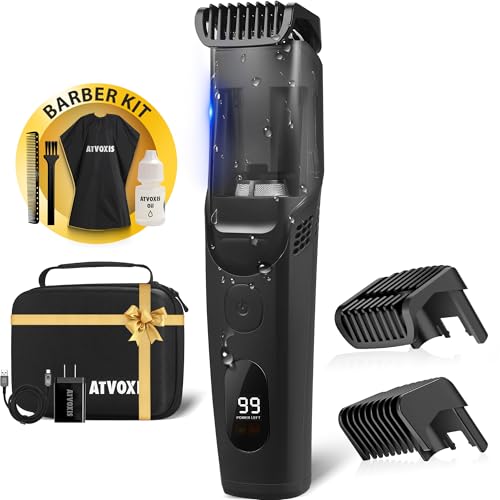 ATVOXIS Vacuum Beard Trimmer for Men Rechargeable, IPX6...