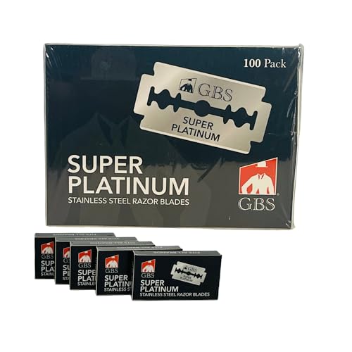 G.B.S 100 Count Super Platinum Men's Safety Razor Blades - Premium Double Edge Blades crafted from Platinum Stainless Steel for a perfect shave