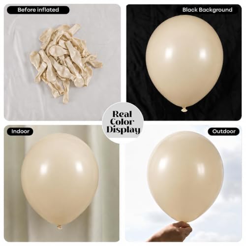 Image of Togvu White Sand Balloons, 50Pack 12 Inch Cream Beige Latex Party Balloons for Wedding Baby Shower Bridal Shower Graduation Easter Birthday Party Decorations