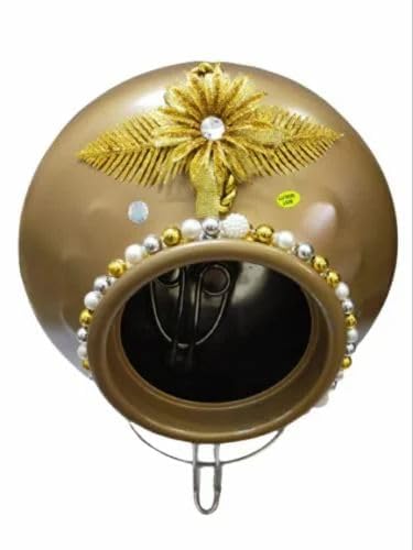 Dry Ice Matka Gold Decorative Smoke Fog Generator, Medium Capacity, Traditional Design with Pearl Embellishments-image-15