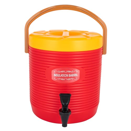 Stainless Steel Insulated Beverage Dispenser, 3.4 Gallon 13Liter, Thermal Hot and Cold Drink Server Dispenser with Spigot Handle, Food-grade for Hot Tea Coffee Water Restaurant Drink Shop (Red)