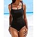 Women's One Piece Swimsuits Vintage Shirred Tank Swimwear Tummy Control Bathing Suits (XXX-Large, Black)