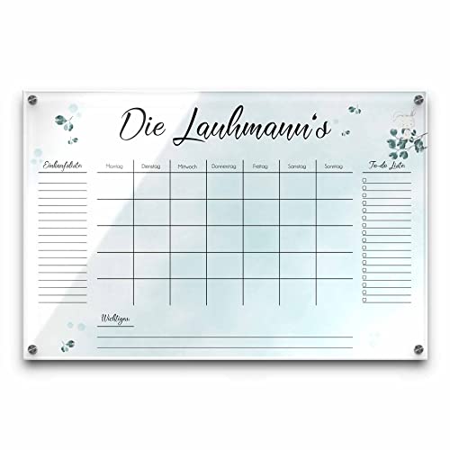 Wochenplaner abwaschbar aus Acrylglas - Familienkalender personalisiert mit Name
