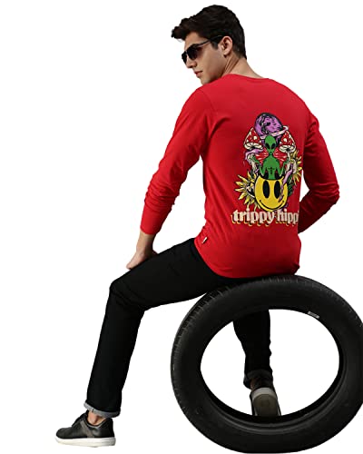 Image of Veirdo Pure Cotton Full Sleeves Round Neck Cool & Stylish Graphic Printed T-Shirt for Men & Boys