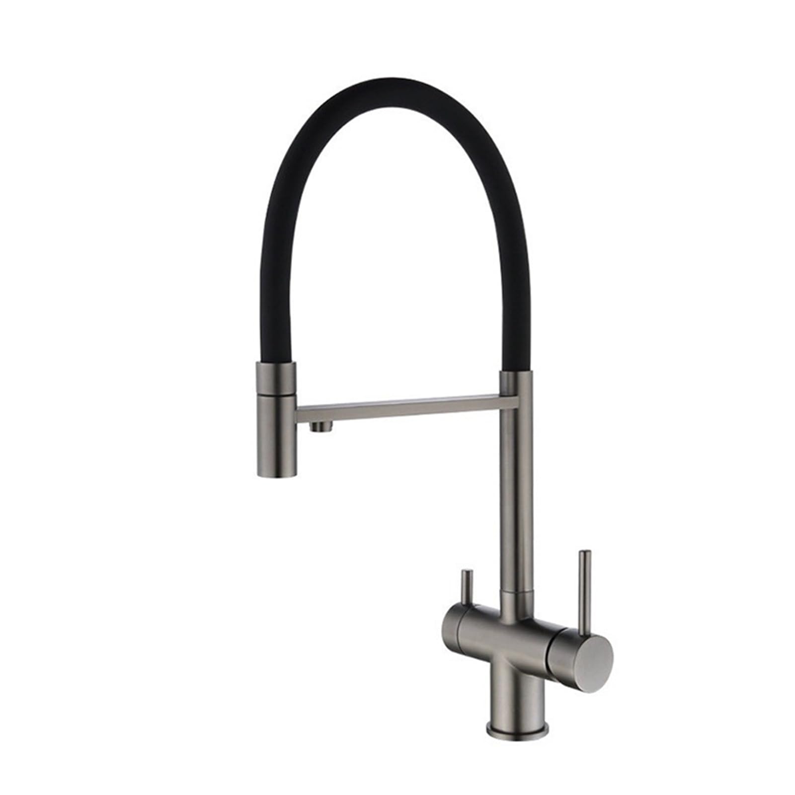 ZYCHSJXA Kitchen Tap 3 Way Double Handle 2 Outlets Sink Taps Mixer Rotating Stainless Steel-Grey