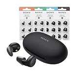 Sony CRE-E10 Self-Fitting OTC Hearing Aids with Rechargeable Battery (Black) with Sleeves (L, M, S, XS)