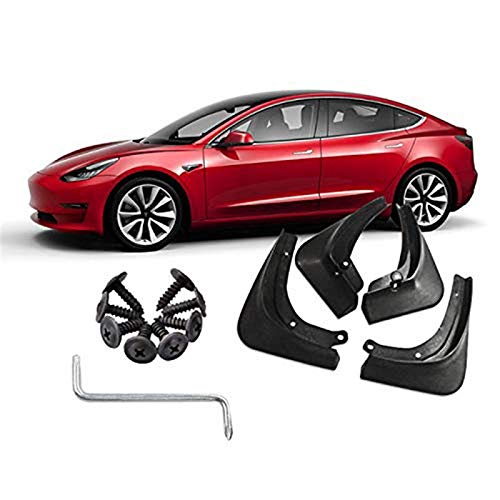 Fender Flares For Tesla 16-19 Model 3, 4 Packs Wide Body Wheel Mudguard Full Protection Mud Flaps All In One Splash Guard Kit