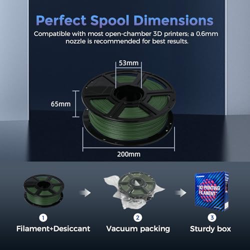 Image of FLASHFORGE Carbon Fiber PETG Filament 1.75mm Grass Green, Reinforced 3D Printer Filament 1kg, Lightweight & High-Strength PETG-CF Filament, Strong & Easy to Print