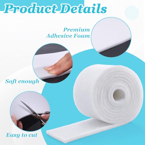 Image of 4 Rolls Foam Bandage Wrap Padding Bandage for Lymphedema Edema Compression, 54 inch x 3-1 /8 inch x 1 /4 inch Open Cell Polyether Medical Foam Wrap for Wound Care Cast Padding Support Comfortable Cushioning