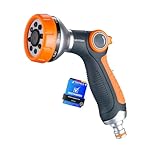 GRIFEMA GE1303 Pistola per Irrigazione 8 Modelli Regolabili, Pistola Multifunzione con Flusso D'Acqua Controllabile, Lavaggio Auto, Pulizia Cortile, Irrigazione Giardino, Esclusiva Amazon