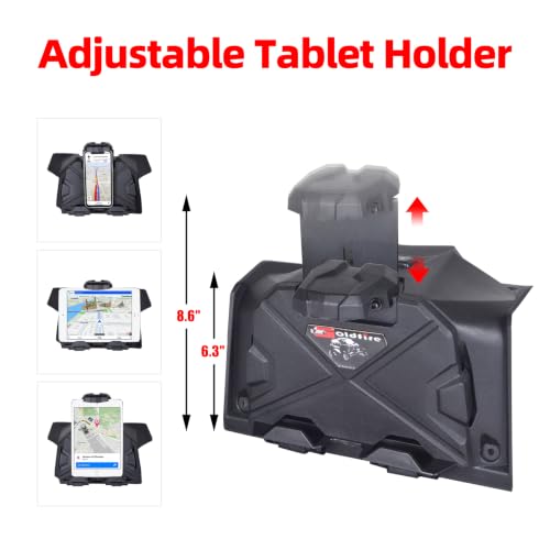 Image of Goldfire Electronic Device Holder with Storage Box Organizer Tray for Polaris RZR XP 1000, Sporty Black Phone Tablet GPS Holder Mounts