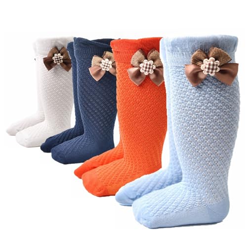 Baby Bow Knee High Socks Toddler Cotton Long Socks Infant Bow Ruffled Ruffle Uniform Stockings Girls Dress Socks
