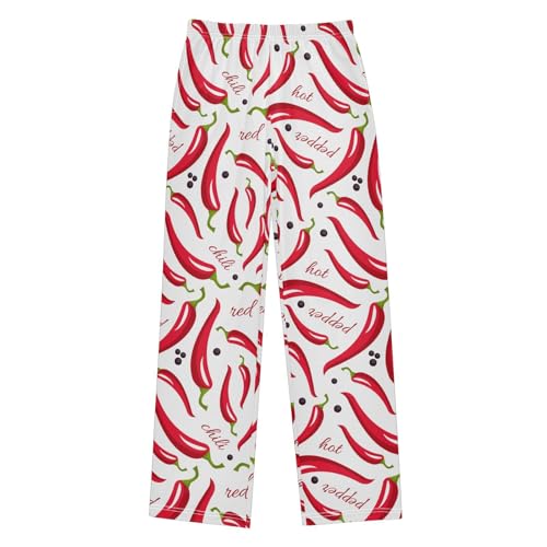 Chilli Peppers Boys Long Pants Soft Trousers Elastic Waist Kids Lounge Bottoms with Pockets S-XL