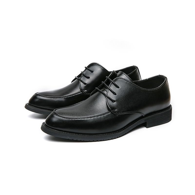 Casual Business Walking Shoes for Mens Dress Formal Shoes for Men Lace Up Apron Toe PU Leather Shoes Round Toe Low Top Block Heel Resistant Non Slip Rubber Sole Party2