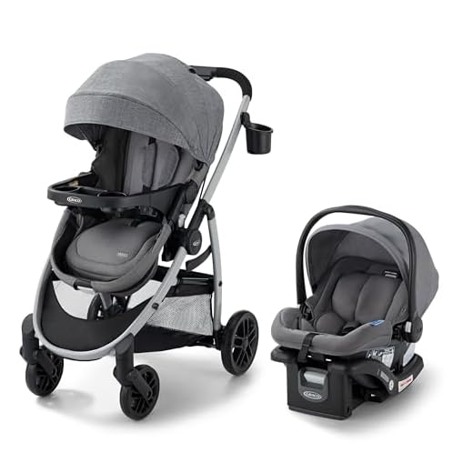 Graco Modes Pramette Travel System, Includes Baby Stroller with True Pram Mode, Reversible Seat, One Hand Fold, Extra Storage, Child Tray and SnugRide 35 Infant Car Seat, Ellington