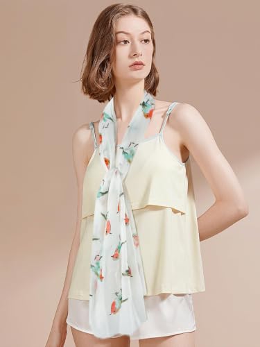 Image of GERINLY Scarfs for Women Lightweight Cotton Feel Scarves Floral Birds Print