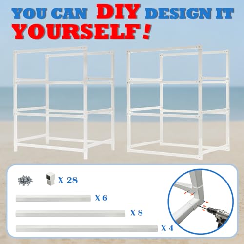 KAXIWEI DIY Freestanding Kayak Storage Rack PVC Stand Adjustable 3-Tier Design for Kayaks Canoes Paddle Boards Indoor Outdoor Use, Waterproof Corrosion Resistant Lightweight Garage Dock Mount