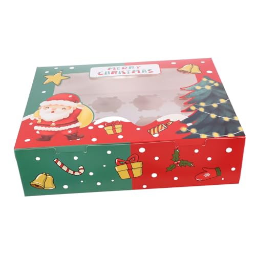CIYODO クリスマスカップケーキボックス 収納 折りたたみ式紙製包装容器 クッキーお菓子用 パッキング パーティーイベント向け