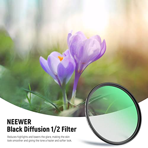 NEEWER 82mm Black Diffusion 1/2 Filter Dreamy Cinematic Effect Filter Ultra Slim Water Repellent Scratch Resistant HD Optical Glass - Image 2