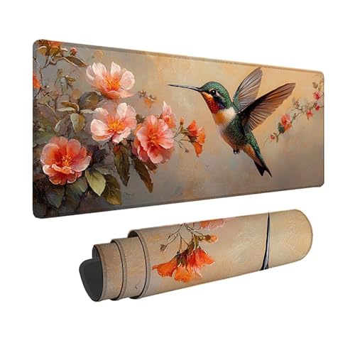 Tapis de souris XXL Colibri 150x80 cm avec base en caoutchouc antidérapant
