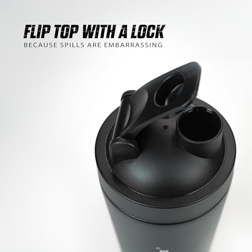 Image of MuscleBlaze Stainless Steel Gym Shaker (Black, 700ml)