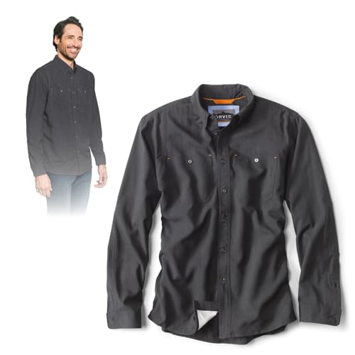 Orvis Tech Chambray Long Sleeve Men's Work Shirts - Lightweight Quick-Drying UPF 40 Chambray Fabric Casual Men's Shirts