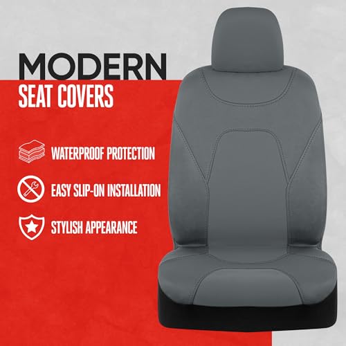 Image of Motor Trend AquaShield Waterproof Front Seat Covers, Solid Gray Seat Covers for Cars - Neoprene Front Car Seats Cover, SUV Seat Covers Protector - Car Interior Cover for Auto, Trucks, & Dog Owners