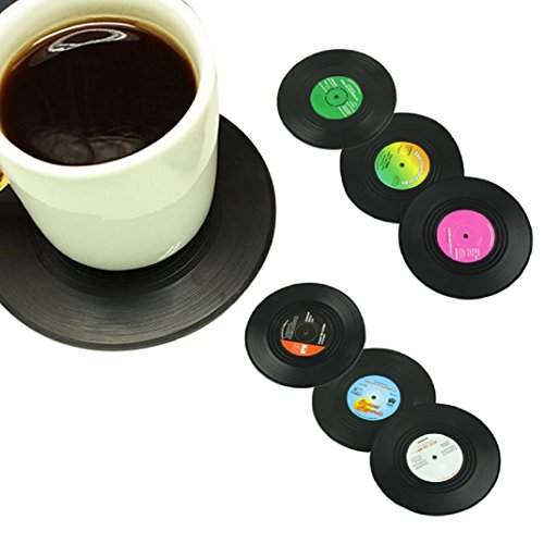 Yistu - Set da 6 sottobicchieri a forma di disco