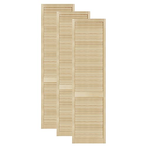 Lamellentüren Holz 3er Pack 494x2013 mm | Holztür aus massiver Kiefer mit fühlbarer Struktur | Möbelfronten für kreative Renovierung | Lamellentür für Schrank oder Garderobe | Natur