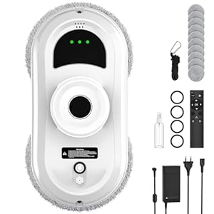 Fensterputzroboter, 5600Pa Fensterreiniger Elektrisch mit Sprühwasser, 3 Reinigungsmodi, Intelligente Navigation, Kantenerkennung, Sicherheitssystem, Fernbedienung＆10 Reinigungstücher, für Fenster