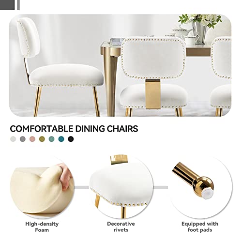 Seynar Dining Chairs, Modern Velvet Upholstered Accent Chairs Set Of 2, Vanity Chair With Gold Metal Legs For Living Room, Bedroom And Waiting Room (White) #TOP3