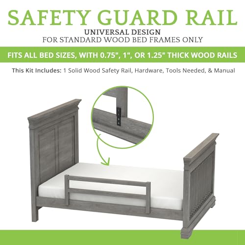 Image of Safety Guard Rail for Baby, Kids, and Children - Solid Wood Safety Bed Rail for Toddlers - Easy Installation - Premium Protection for Bunk, Twin, Full, Queen and King Size Beds - (Graphite Grey)