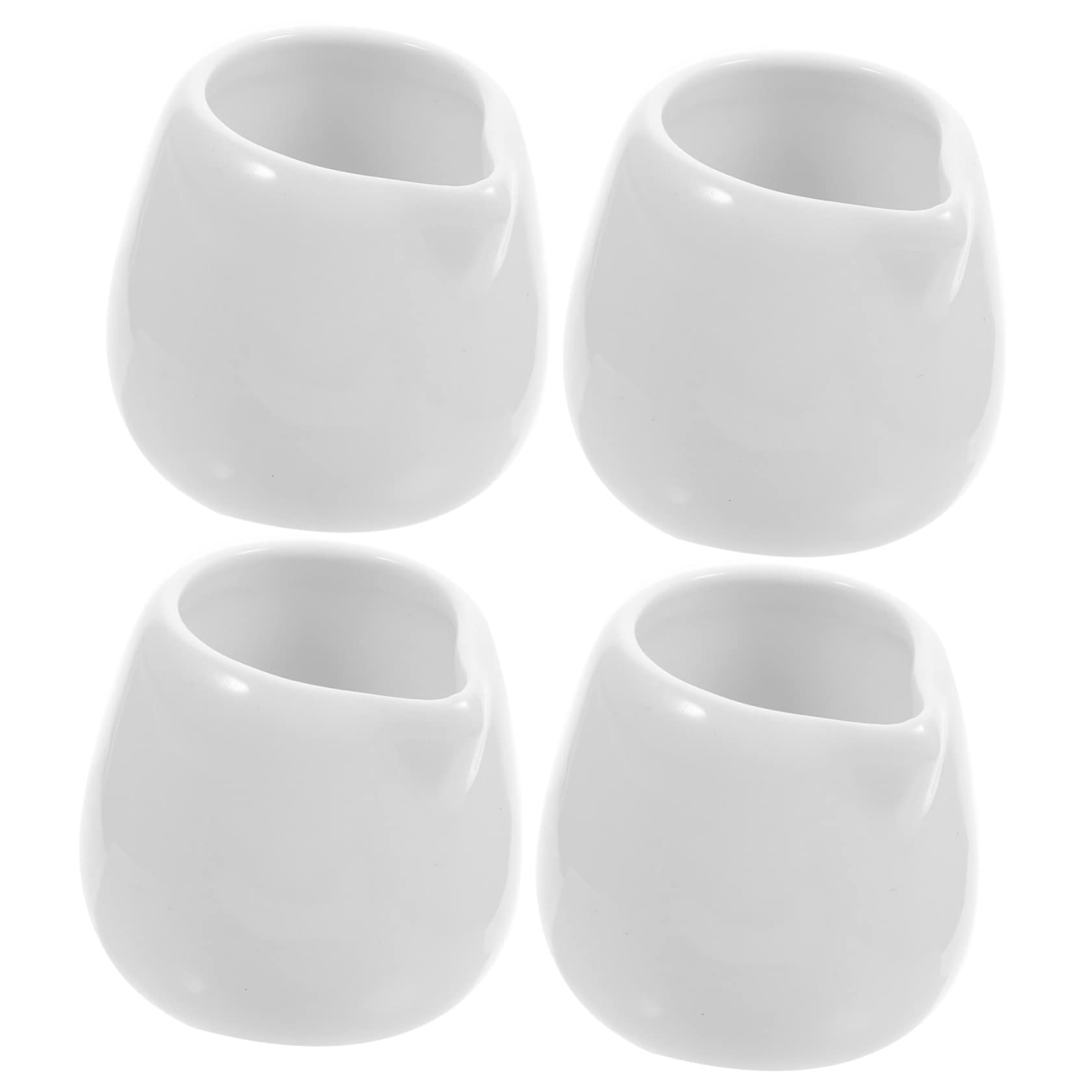 BESTYASH 4Pcs Ceramic Gravy Boat with Spout Dipping Sauce Cups for Coffee Milk and Dressings Elegant Condiment Dispenser for Restaurants Weddings and Everyday Use