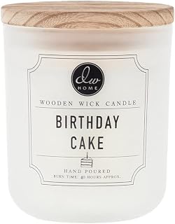 DW Home Hand Poured Birthday Cake Scented Medium Single Wood Wick Candle, 11.5 oz