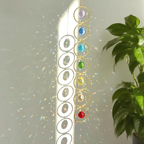 7 Chakra Crystal Suncatchers for Window Hanging 20mm Colorful Crystal Balls Pendant Decor for Wind Chime Meditation Room Yoga Space Fengshui Home Gift