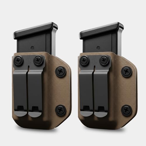 HolsterBuilder Magazine Holster 2 Pack IWB/OWB Carbon Fiber - Glock 9/40 (17/19/19x/22/23/26/27/31/32/33/35/44/45) - Concealment Mag Carrier - Magazine Pouch for Men & Women - FDE