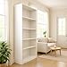 5-Tier Bookcase, Wooden Bookshelf with Open Storage and Anti-Tip Safety Kit, Tall Display Shelf for Living Room, Home Office, Bedroom (White)