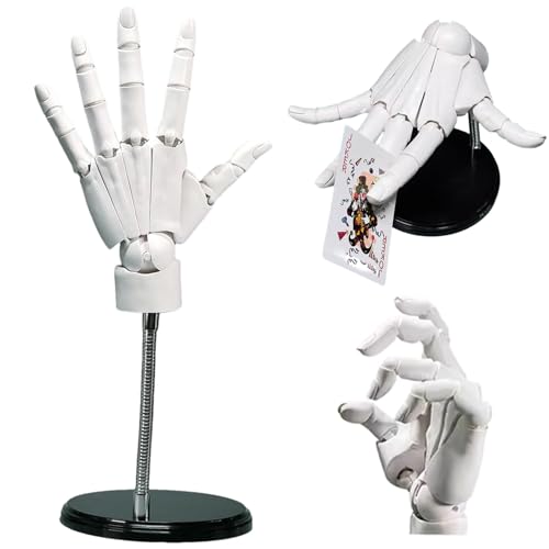 Maniquí de mano, modelo articulado de mano izquierda 1:1 de 8x14 pulgadas con articulación y base móviles, modelo de PVC apto para bricolaje para dibujar, pintar, dibujar, blanco