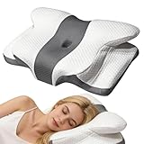 Universel® Orthopädisches Nackenkissen Butterfly-Design – Ergonomisches Memory Foam Kopfkissen gegen Nackenschmerzen – HWS Stützkissen für Seiten,Rücken & Bauchschläfer – Waschbarer Bezug,Gray