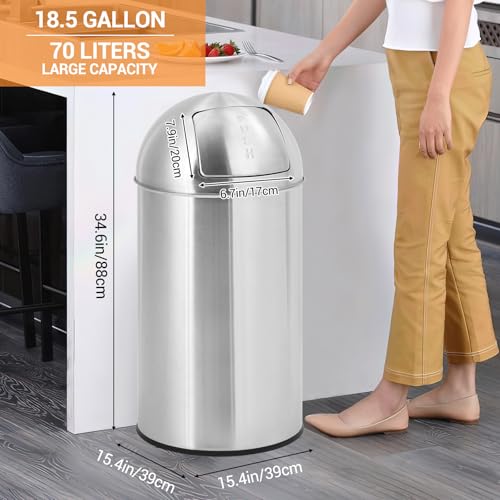 Caneca de basura acero inoxidable 18.5 galones con tapa push miniatura 5