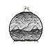 Abstract Water Pattern, hand Drawn Black White Sea Waves Compact Makeup Mirror, Twin-Sided Cosmetic Mirror with 2 x 1x Magnification, Buckle Folding Mini Pocket Portable Hand Mirror