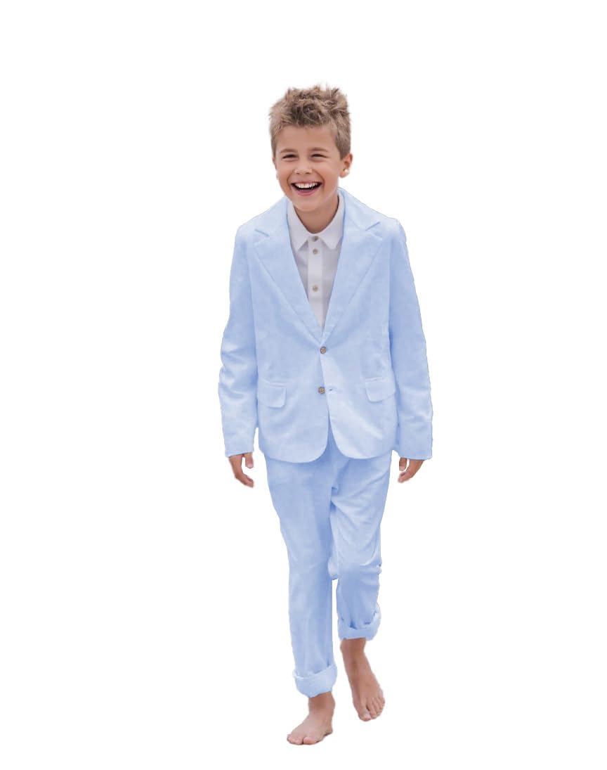 Jungen 2-teiliges Anzug-Set aus Leinen, für Teenager, Jungen, Kinder, Hochzeit