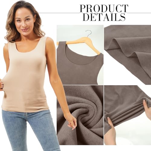 Image of Toulite 4 Pcs Thermal Tank Tops Women Underwear Tops Sleeveless Undershirt for Women Cotton Camisole Warm Base Layer