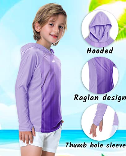 Image of AOBUTE Unisex Kids Long Sleeve Hoodie Rash Guard Boys UPF 50+ Swim Top with Thumb Hole 3-12 Years