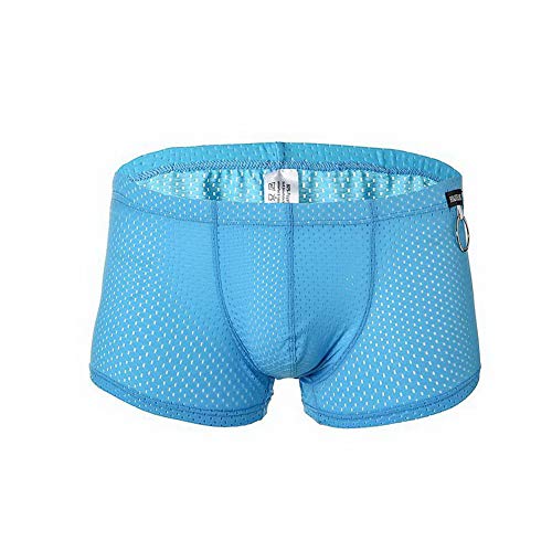 Naturemore Men's Sexy 3D Breathable Nylon Mesh Boxer Underwear Bag, Blue, Medium
