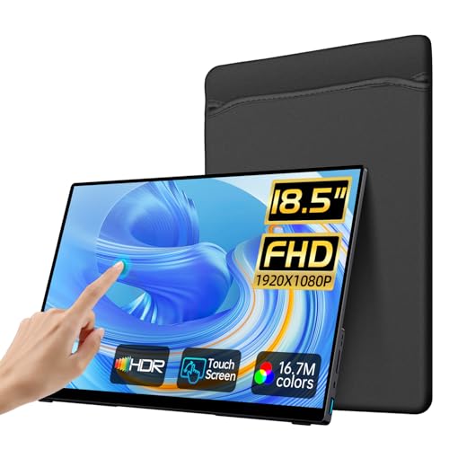 Image of Portable Monitor Touchscreen,18.5'' FHD IPS Touch Screen Monitor, Travel Monitors w /Kickstand & Speaker, HDMI USB C External Screen for Laptop PC 10-Point Touch for Windows devs
