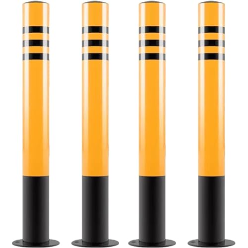 Bolardos De Tráfico, Conos De Tráfico, Barrera De Seguridad, Postes Delimitadores De Tráfico De Hierro, Poste Delimitador Amarillo con Base, Barrera De Seguridad De,Yellow-H60cm 4pc