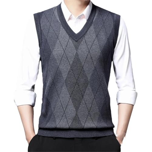 Mens Thickened Casual Sweater Tank Top Sleeveless V-Neck Warm Vest Comfortable Breathable Pullover
