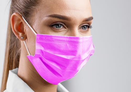 CarePrime Type IIR Medizinische Mundschutz | OP Mundschutz | 50 Stück | BFE > 98% | EN14683:2019 | CE Zertifiziert (Fuchsia)